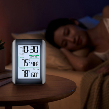 Alarmni sat s mjerenjem unutarnje temperature i vlažnosti, elektronički digitalni termometar, bežični RF senzor za kućnu upotrebu
