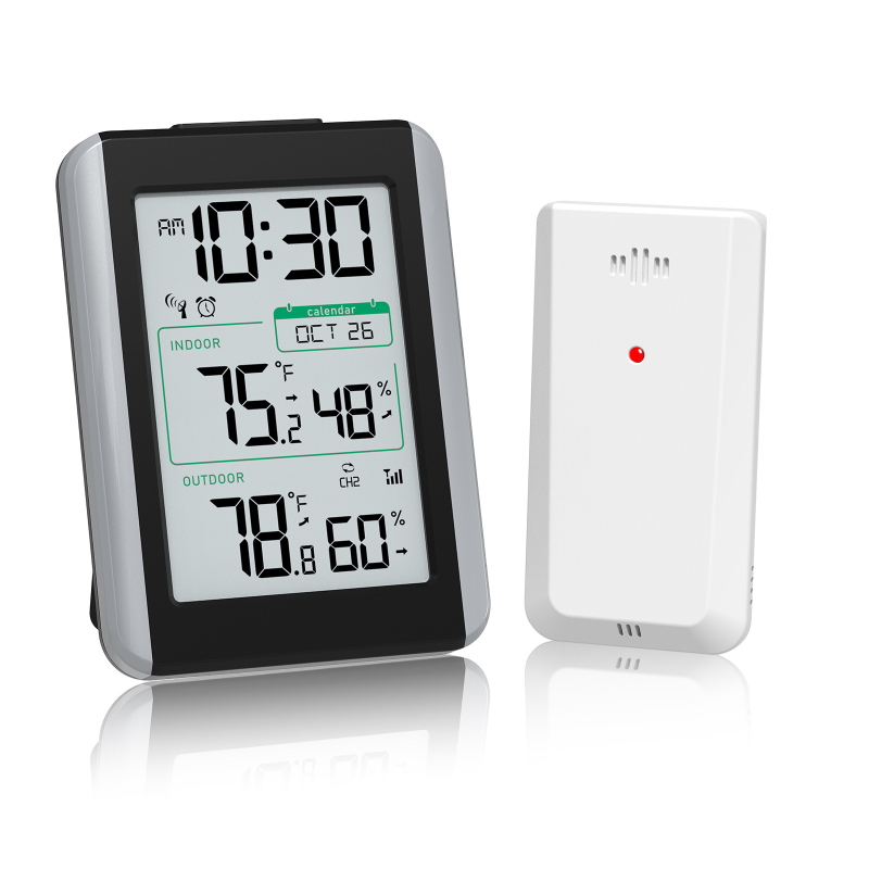 Alarmni sat s mjerenjem unutarnje temperature i vlažnosti, elektronički digitalni termometar, bežični RF senzor za kućnu upotrebu