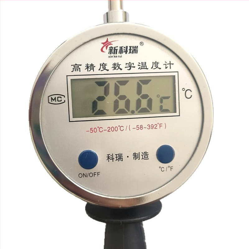 Ručni digitalni termometar za spremnike žitarica s proširenom sondom — promjer sonde 8 mm, duljina 10 cm–3 m, nehrđajući čelik 201 (moguće 304)