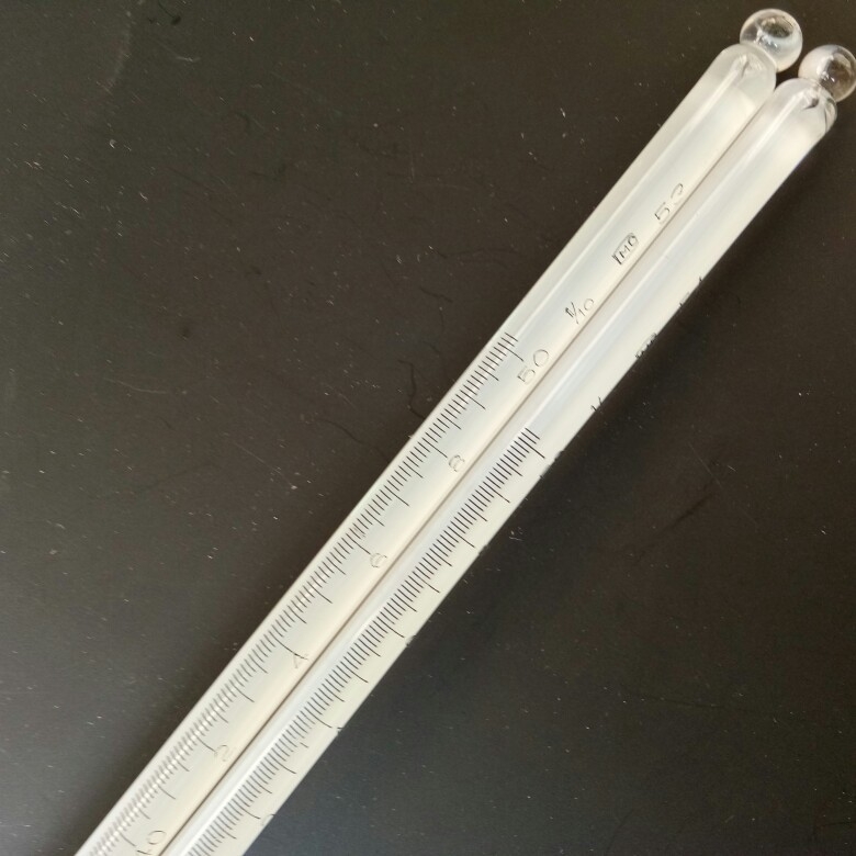 Jianxing stakleni termometar, podjela 0,1°C, raspon 0–50°C, termometar sa živom
