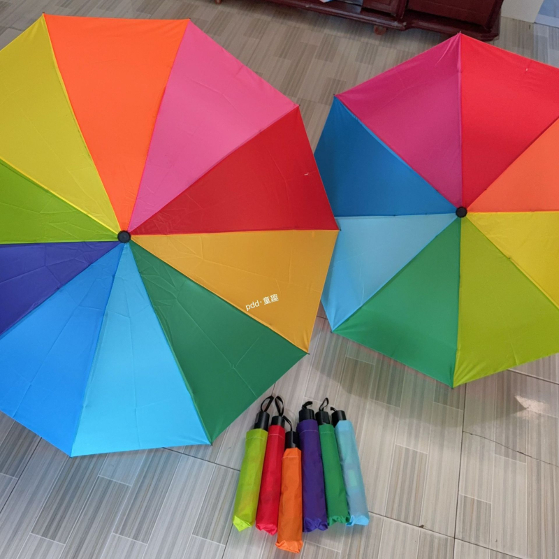 Kišobran s tri dijelovima, TPE materijal tkanine, UV zaštita UPF30+, ručno otvaranje i zatvaranje, središnja šipka crno ljepilo