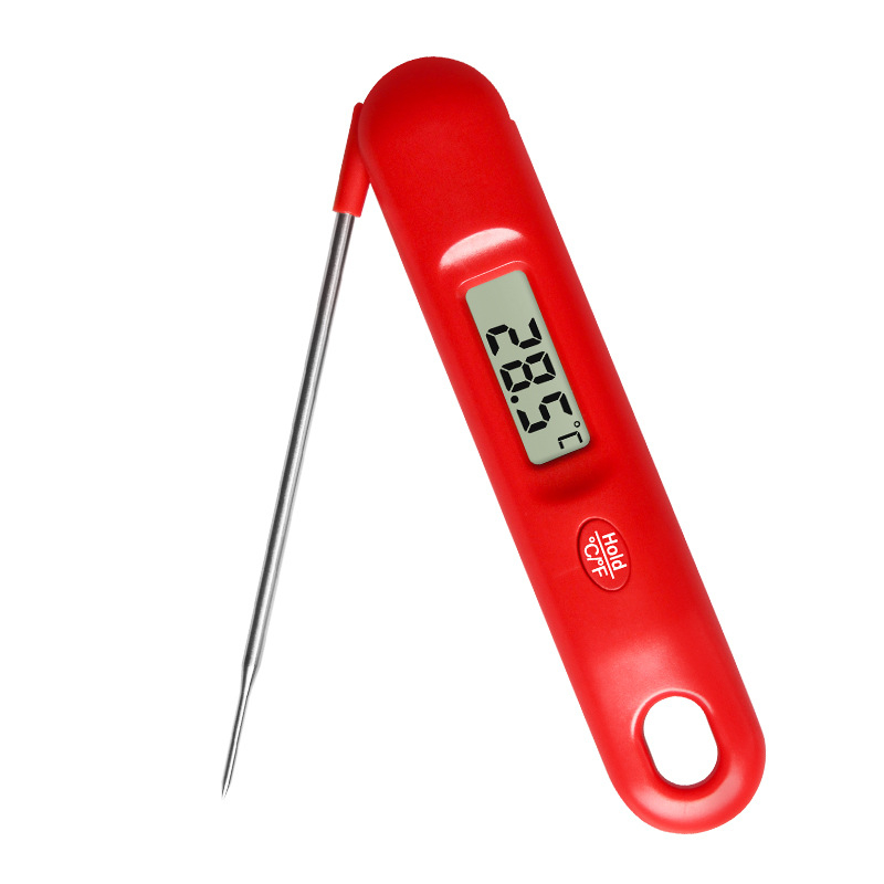 Sklopivi digitalni termometar za hranu s nehrđajućom sondom – rezolucija 0,1°C, napajanje baterijom, kuhinja/pečenje i mjerenje temperature vode
