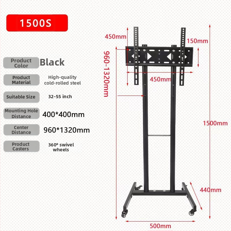 Mobilni podni držač TV-a za ravne zaslone, prostorija za videokonferencije, Model 01, hladno valjani čelik