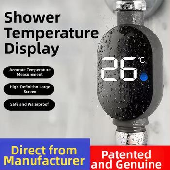 Sprchový teploměr s LED digitálnym displejom, rozsah teploty 00–99 °C, príslušenstvo sprchovej hlavice