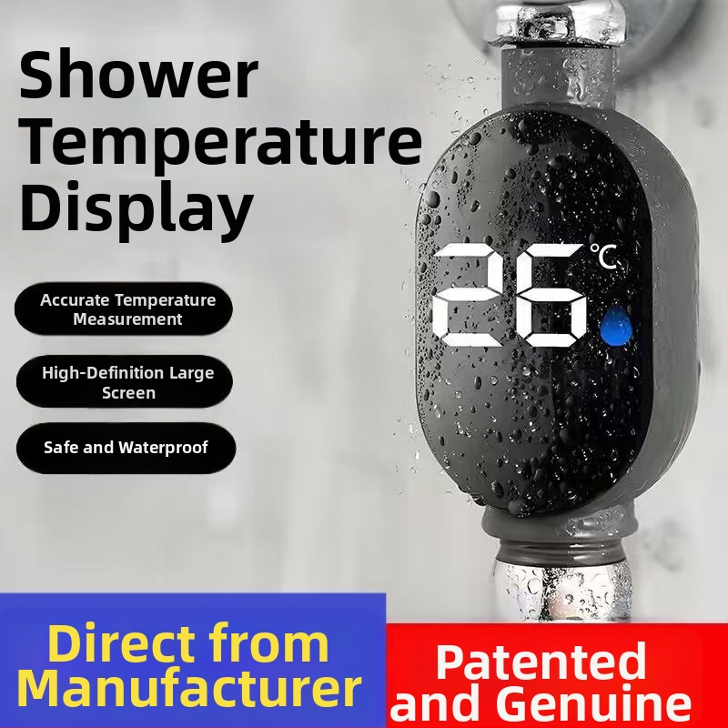Sprchový teploměr s LED digitálnym displejom, rozsah teploty 00–99 °C, príslušenstvo sprchovej hlavice