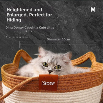 Котешка пещера, дишаща ратанова плетка, четирисезонна универсална, за котки (Материал: ратанова плетка; Сезон: четирисезонна универсална; Функция: дишаща; Предназначение: котки)