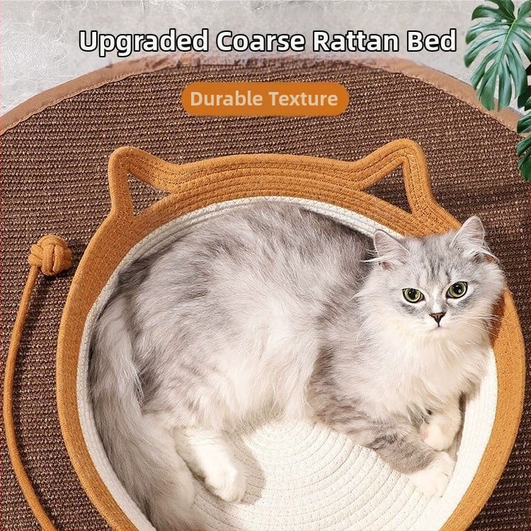 Котешка пещера, дишаща ратанова плетка, четирисезонна универсална, за котки (Материал: ратанова плетка; Сезон: четирисезонна универсална; Функция: дишаща; Предназначение: котки)