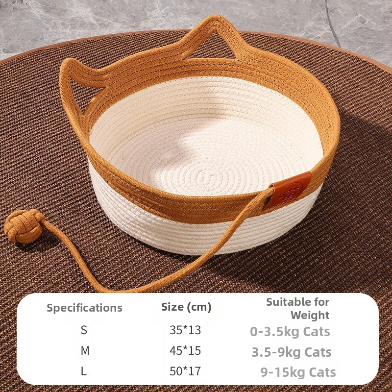 Котешка пещера, дишаща ратанова плетка, четирисезонна универсална, за котки (Материал: ратанова плетка; Сезон: четирисезонна универсална; Функция: дишаща; Предназначение: котки)