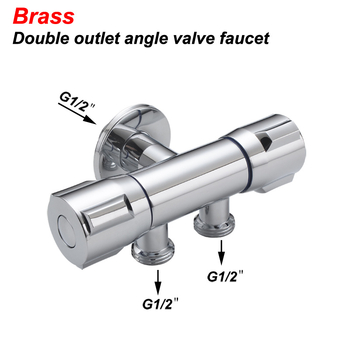 Bakreni dvostruki izlazni kutni ventil za WC, navojna montaža, model DCPR-1001-02, promjer 22 mm