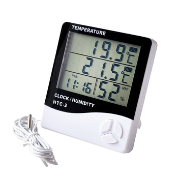 HTC-2 Digitalni termometar i higrometar s velikim zaslonom za unutarnju i vanjsku upotrebu – dvostruko mjerenje temperature i vlage