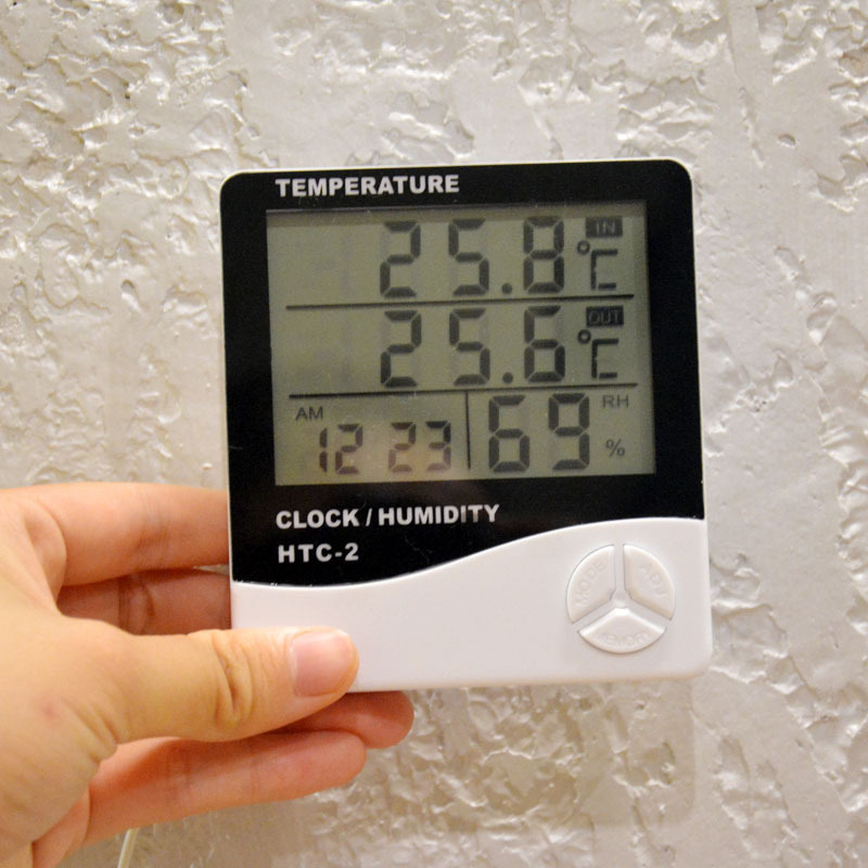 HTC-2 Digitalni termometar i higrometar s velikim zaslonom za unutarnju i vanjsku upotrebu – dvostruko mjerenje temperature i vlage
