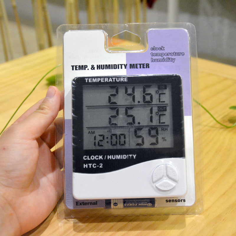 HTC-2 Digitalni termometar i higrometar s velikim zaslonom za unutarnju i vanjsku upotrebu – dvostruko mjerenje temperature i vlage