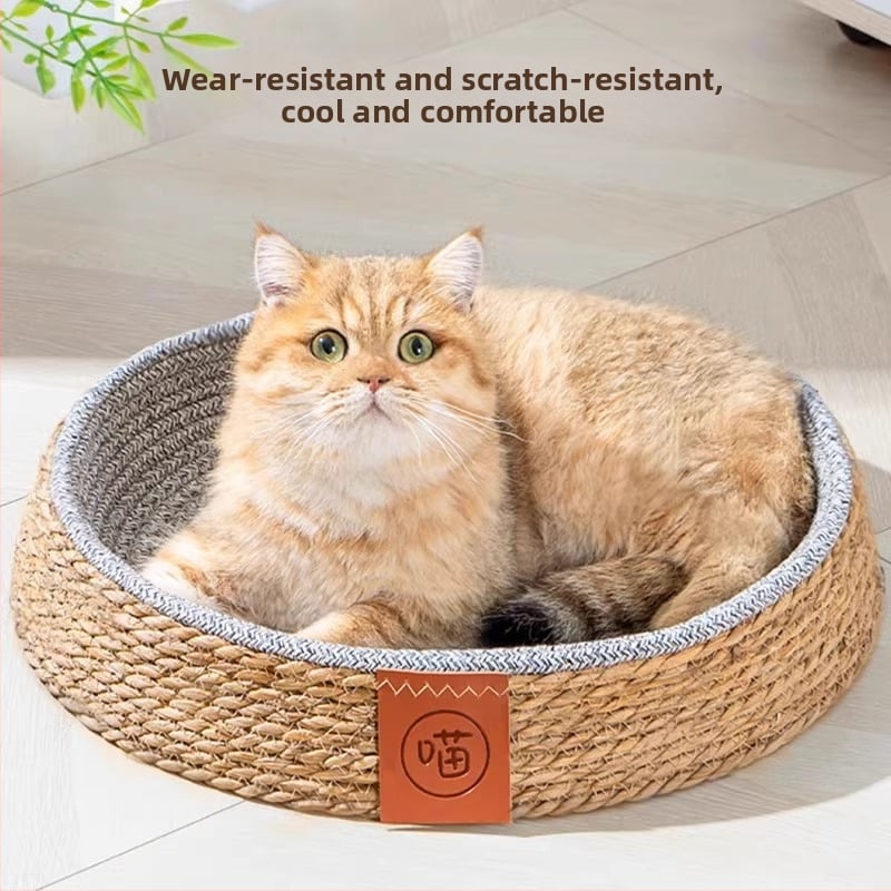 Легло за котки от ратан с гнездо за четири сезона – дишащо, котешка възглавничка