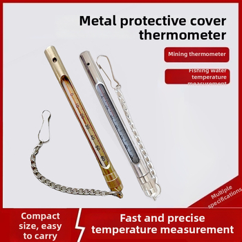 Sklenený teplomer pre baníctvo a akvakultúru, telo z nehrdzavejúcej ocele s meďovou vložkou, vysoká presnosť