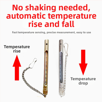 Sklenený teplomer pre baníctvo a akvakultúru, telo z nehrdzavejúcej ocele s meďovou vložkou, vysoká presnosť