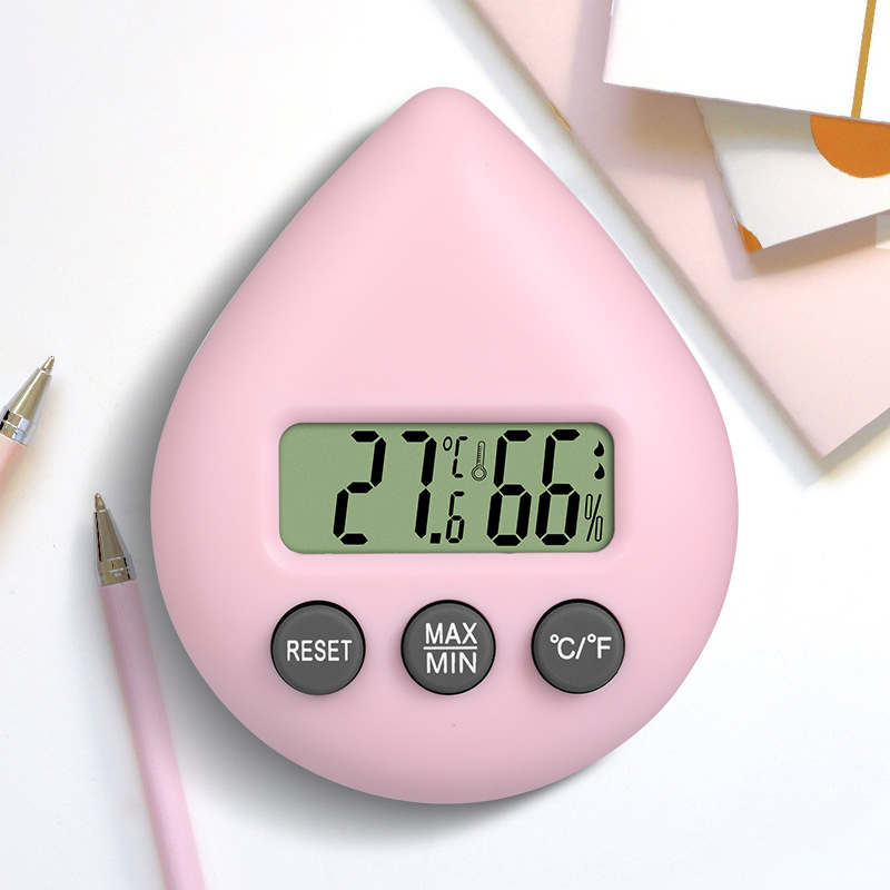 Digitalni mjerač temperature i vlage, u obliku kapljice vode, za kuću, ured, školu i dječju sobu