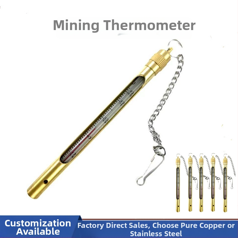 Комплект стъклени термометри за рудници – преносим, от чист мед, за въглищни и металургични мини