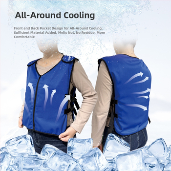 PCM охлаждащ елек с лед пакет, плат канвас и полиестер, тегло 1000 г, персонализируем за предотвратяване на прегряване и охлаждане