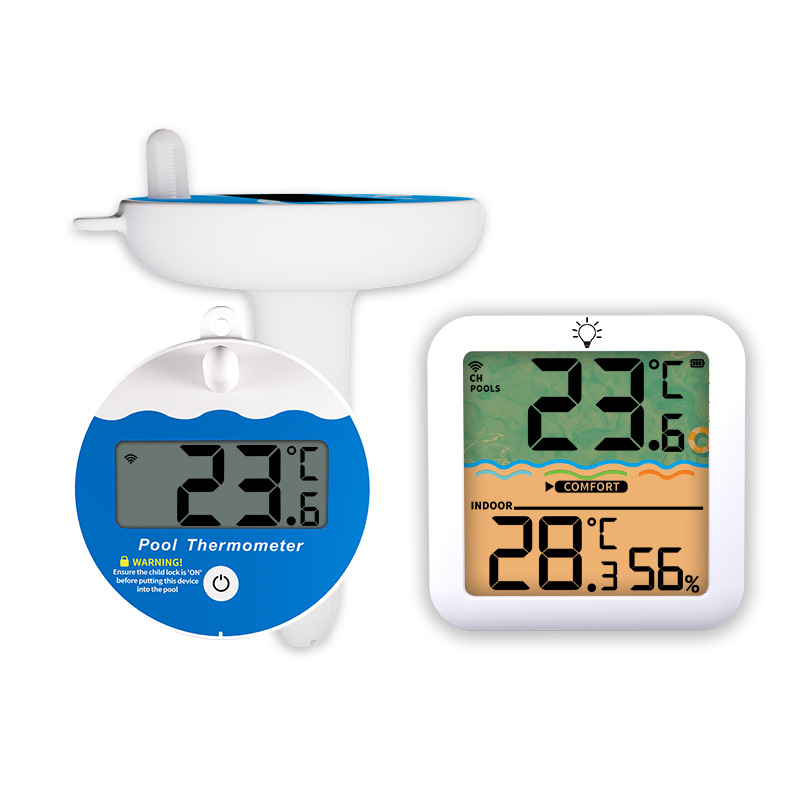 Bežični plivajući termometar za bazen s digitalnim zaslonom temperature i vlage — Ts, rezolucija temperature 1°C, pakiranje 50 komada
