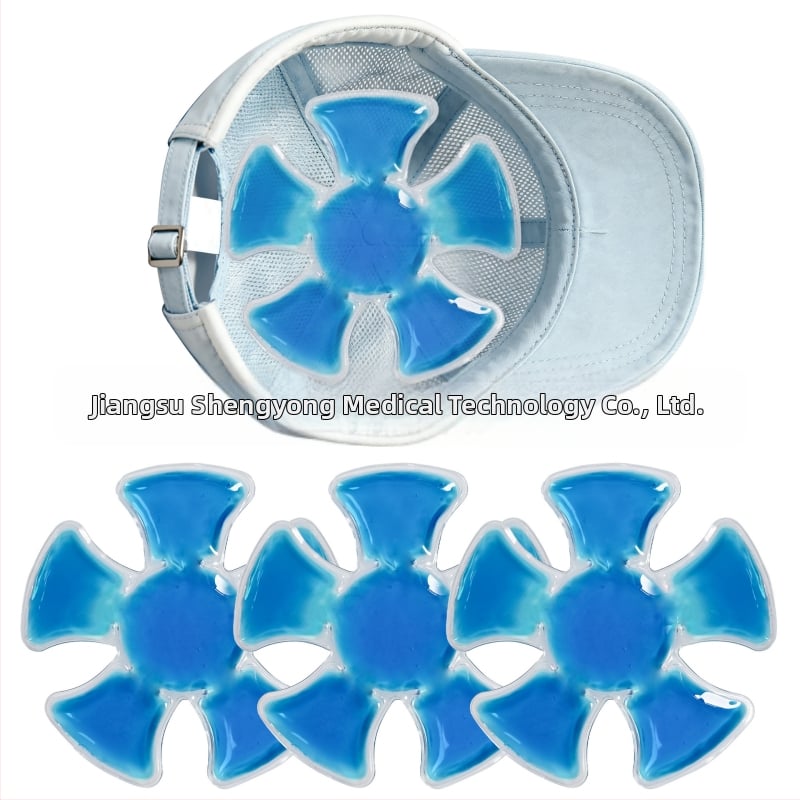 Охлаждаща подложка за глава с ледени кристали — многократно използваема PVC подложка; тегло ~100 g; опаковка 200 бр.; предназначена за профилактика на прегряване и охлаждане