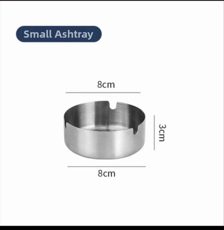 Cenușar din oțel inoxidabil, rotund, cu funcție de depozitare, stil minimalist, reutilizabil