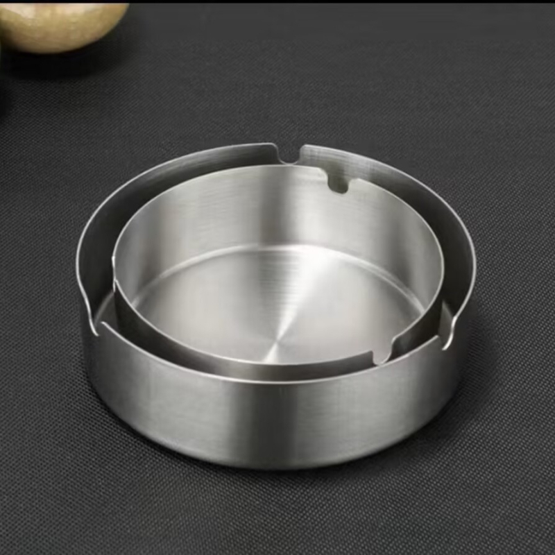 Cenușar din oțel inoxidabil, rotund, cu funcție de depozitare, stil minimalist, reutilizabil