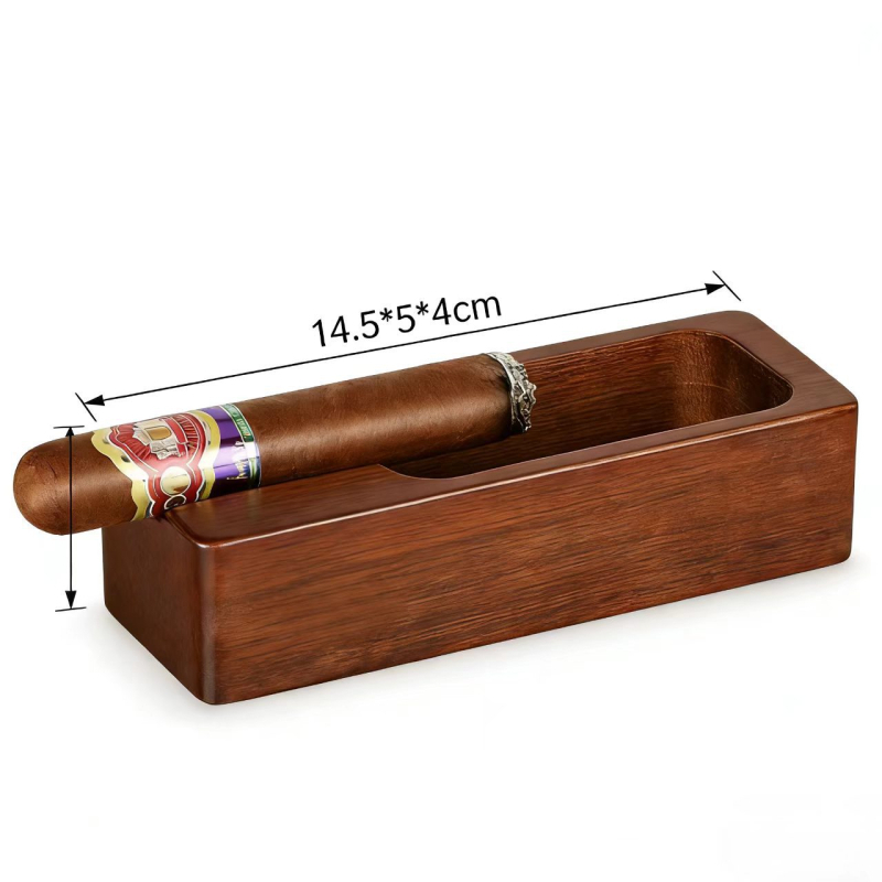 Drveni pepeljara i držač za cigare s prostorom za pohranu, pravokutnog oblika, lagani luksuzni stil, mogućnost ispisa logotipa