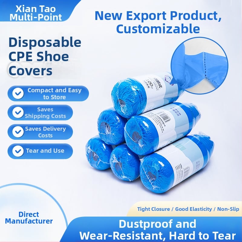 Coveruri pentru încălțăminte din CPE, de unică folosință, îngroșate, impermeabile și împotriva prafului, set de 100 bucăți