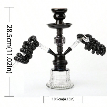 Fenguan Hookah set s dvostrukim cijevima i akrilnim staklenim dimnjakom — kompletan Shisha set, suvremen stil minimalistički, lagani luksuz