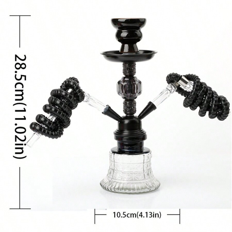 Fenguan Hookah set s dvostrukim cijevima i akrilnim staklenim dimnjakom — kompletan Shisha set, suvremen stil minimalistički, lagani luksuz