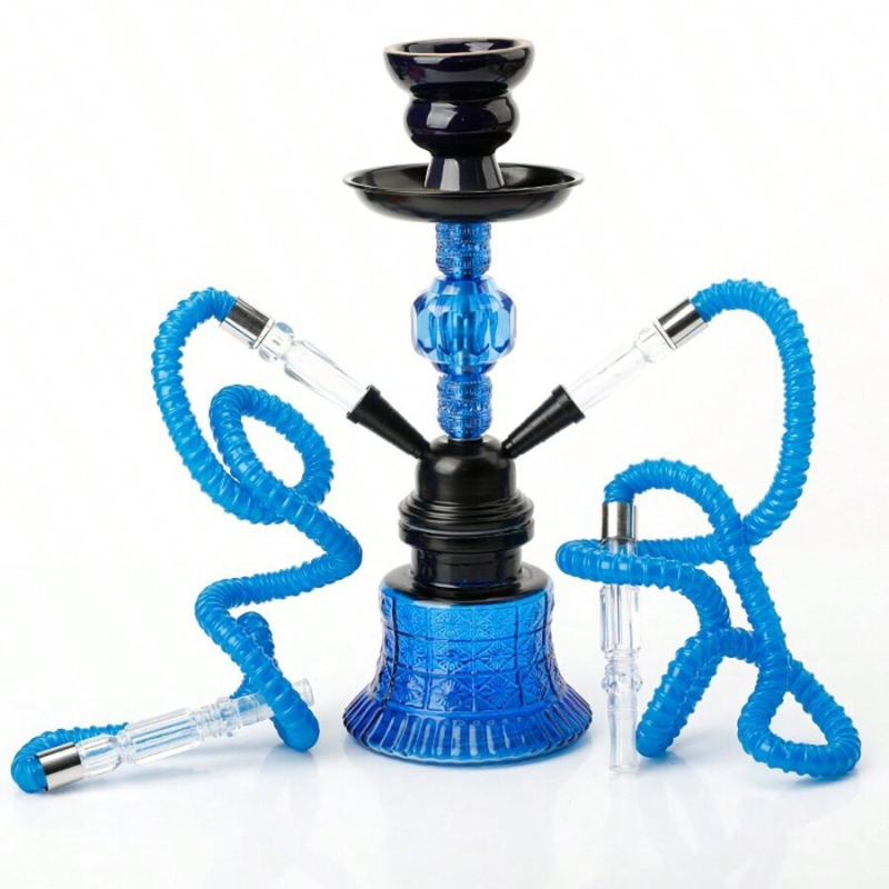 Fenguan Hookah set s dvostrukim cijevima i akrilnim staklenim dimnjakom — kompletan Shisha set, suvremen stil minimalistički, lagani luksuz