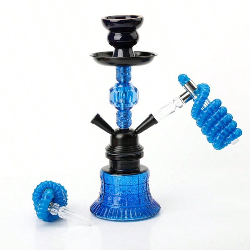 Fenguan Hookah set s dvostrukim cijevima i akrilnim staklenim dimnjakom — kompletan Shisha set, suvremen stil minimalistički, lagani luksuz