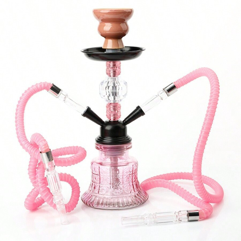Fenguan Hookah set s dvostrukim cijevima i akrilnim staklenim dimnjakom — kompletan Shisha set, suvremen stil minimalistički, lagani luksuz