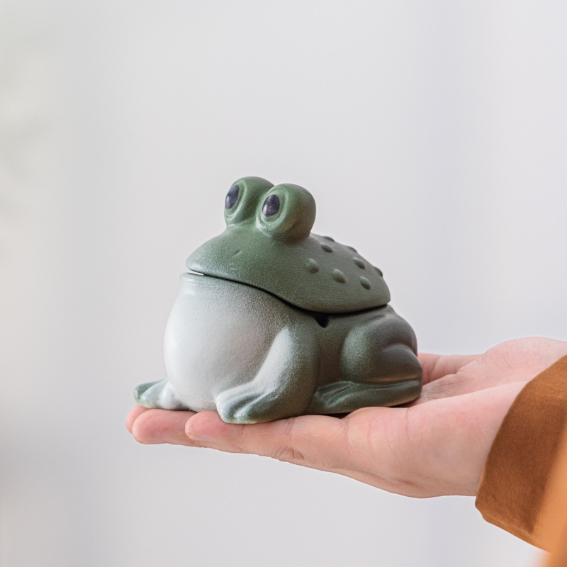 Scrumieră ceramică în formă de broscuță, ornament decorativ pentru casă și birou, depozitare Tea Pet, personalizare logo, imprimare logo, ambalaj 48 buc.