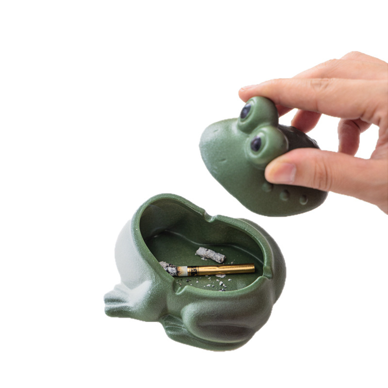 Scrumieră ceramică în formă de broscuță, ornament decorativ pentru casă și birou, depozitare Tea Pet, personalizare logo, imprimare logo, ambalaj 48 buc.