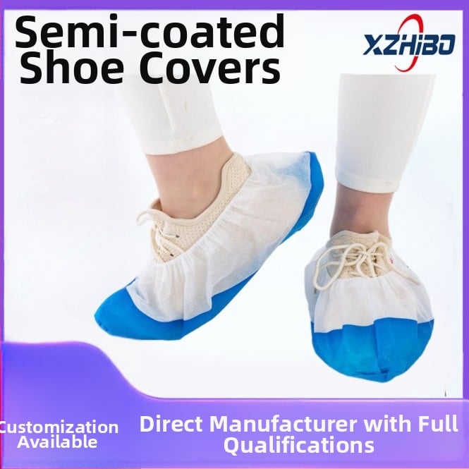 Xianzhibo Κάλυμματα παπουτσιών από CPE, με ημι-κάλυμμα, προστασία από σκόνη, 50 τεμάχια ανά συσκευασία