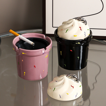 Scrumieră ceramică cu capac, stil desen animat, personalizare disponibilă (Material: ceramică; Brand: Courtesy; Personalizare: Da; Logo: Nu)