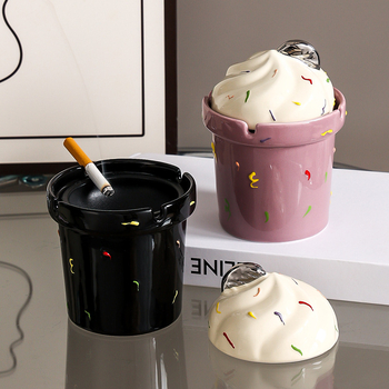 Scrumieră ceramică cu capac, stil desen animat, personalizare disponibilă (Material: ceramică; Brand: Courtesy; Personalizare: Da; Logo: Nu)