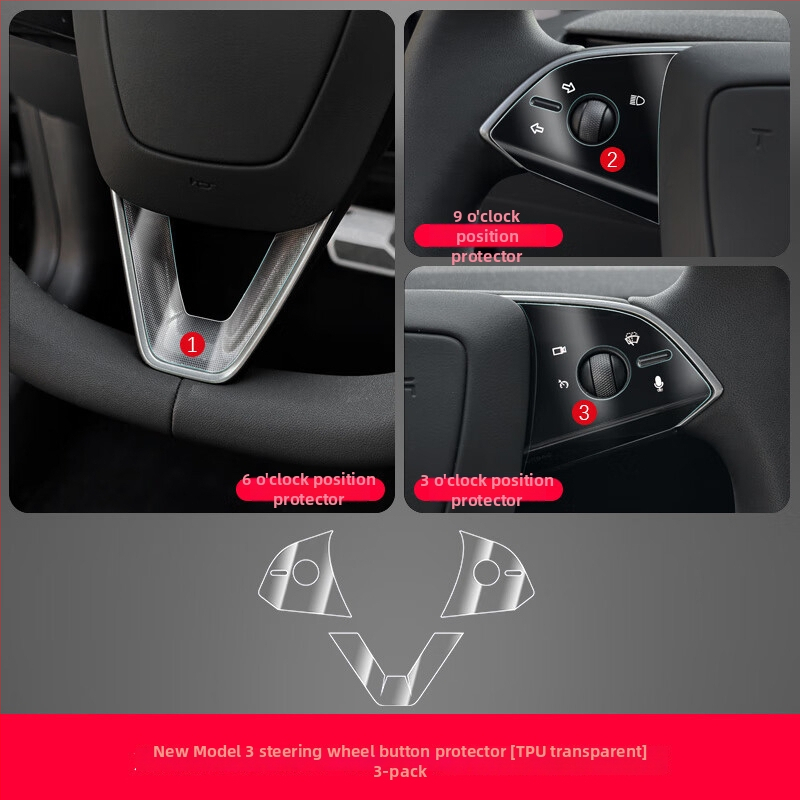 TPU ochranný film na stredový stĺpik pre Tesla Model 3 – ochrana proti poškriabaniu tlačidiel na volante, tlačidla dverí, centrálnu ovládaciu jednotku a panel ovládania okien