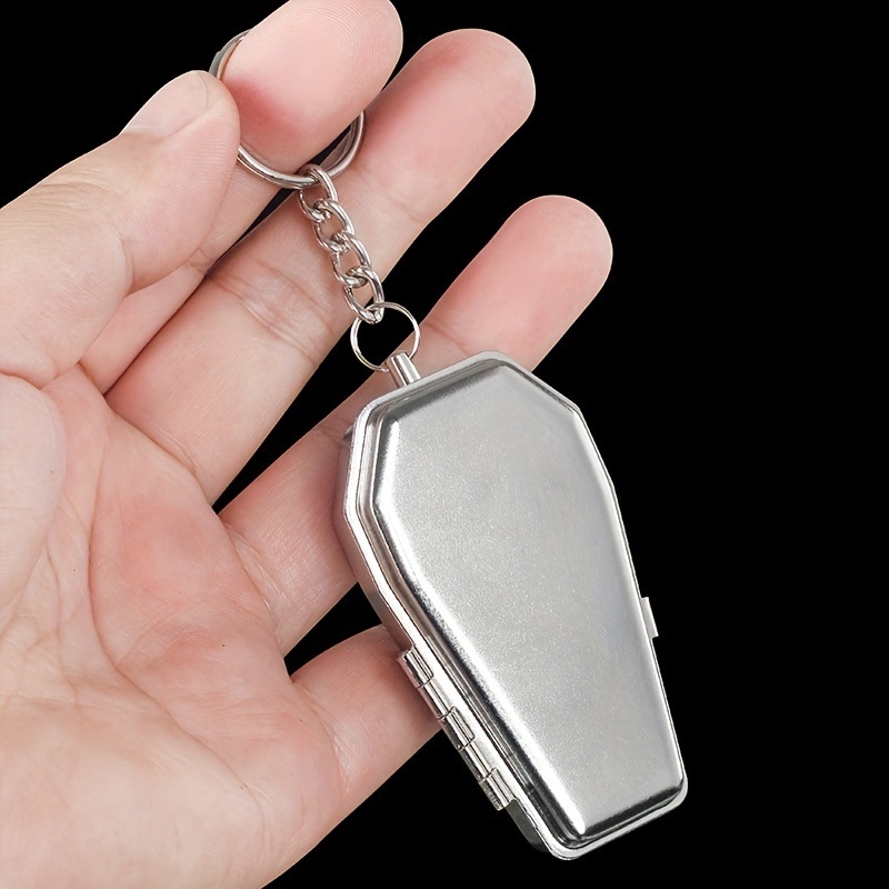 Breloagă metalică portabilă în formă de sicriu, scrumieră reutilizabilă, imprimare de logo disponibilă, decorativ