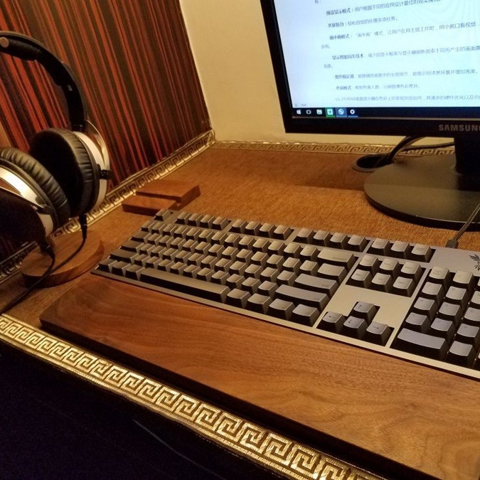 Ξύλινο υποβραχιόνιο για πληκτρολόγιο, επιφάνεια αριθμομηχανής και προσαρμοζόμενο λογότυπο