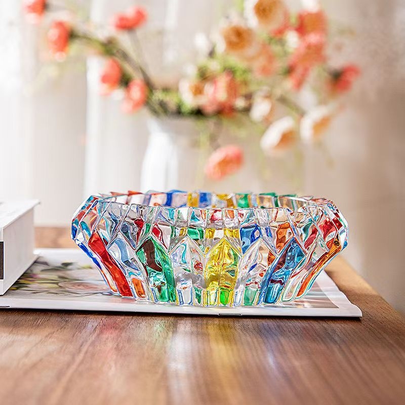 Scrumieră din sticlă, pictată manual, imprimare logo disponibilă, ambalaj de 24 de bucăți, stil lux ușor