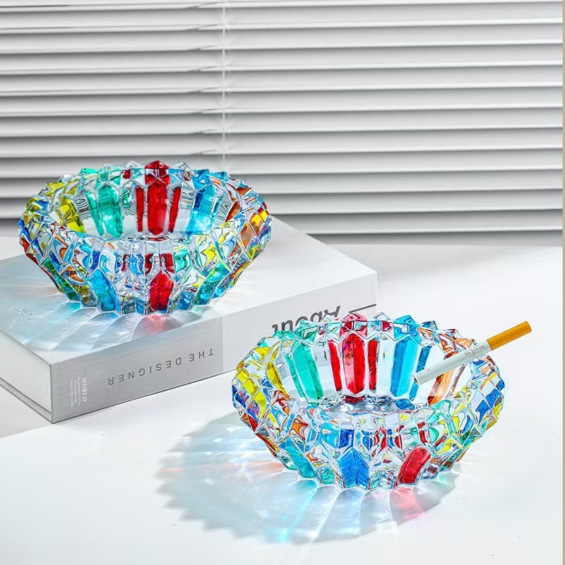 Scrumieră din sticlă, pictată manual, imprimare logo disponibilă, ambalaj de 24 de bucăți, stil lux ușor