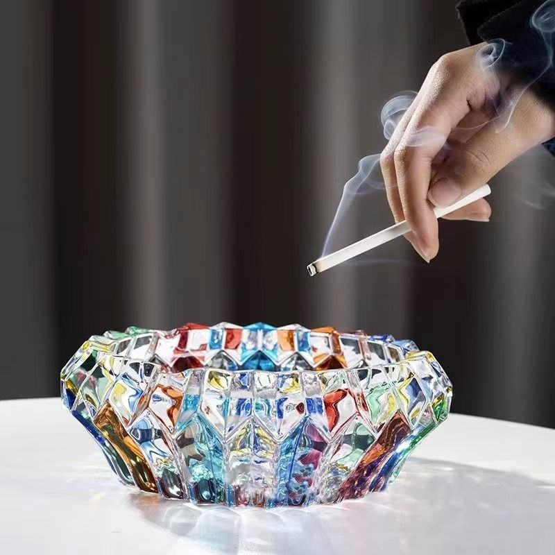 Scrumieră din sticlă, pictată manual, imprimare logo disponibilă, ambalaj de 24 de bucăți, stil lux ușor