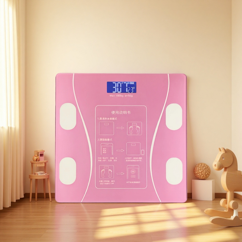 Cântar pentru compoziția corpului cu Bluetooth, încărcare USB, pentru uz casnic, măsoară grăsimea corporală, design simplu, model ZC26