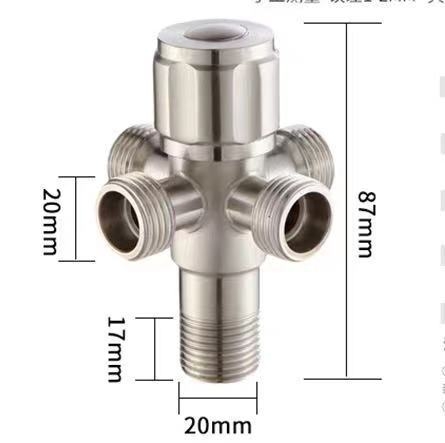 Valvă din oțel inoxidabil 304 pentru boiler, tri-căi, montaj pe perete, diametru interior 20 mm, model A-05, presiune de lucru 0,8 MPa
