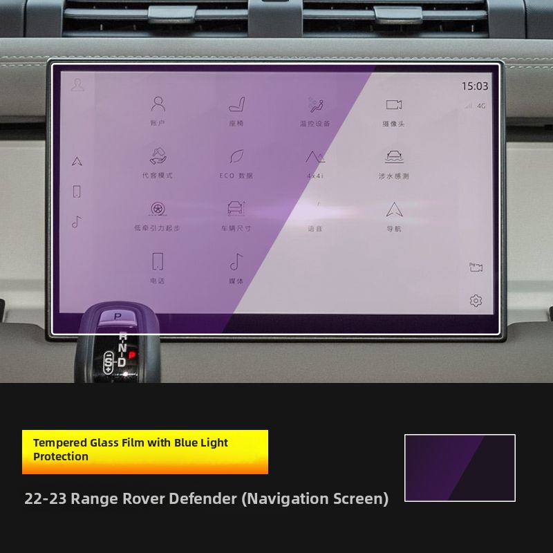 Ochranný film pre navigáciu a prístrojový displej pre Land Rover Defender, tvrdený film, vnútorná ochrana