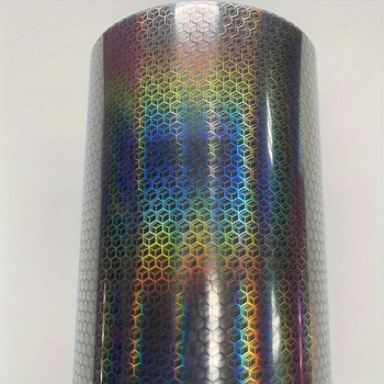 Филм за фарове и задни светлини за автомобили и мотори, диамантен лазерен модел на решетка (honeycomb), PVC филм, промяна на оттенък