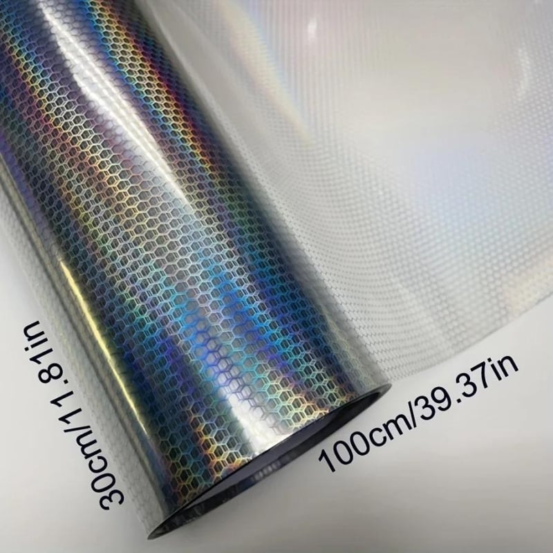 Филм за фарове и задни светлини за автомобили и мотори, диамантен лазерен модел на решетка (honeycomb), PVC филм, промяна на оттенък