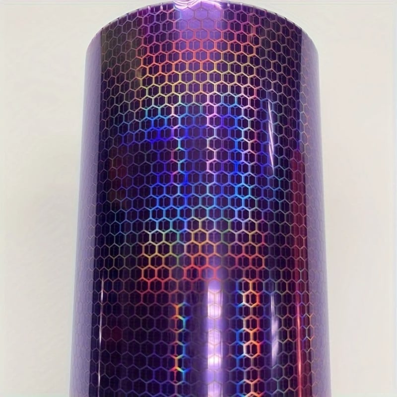 Филм за фарове и задни светлини за автомобили и мотори, диамантен лазерен модел на решетка (honeycomb), PVC филм, промяна на оттенък